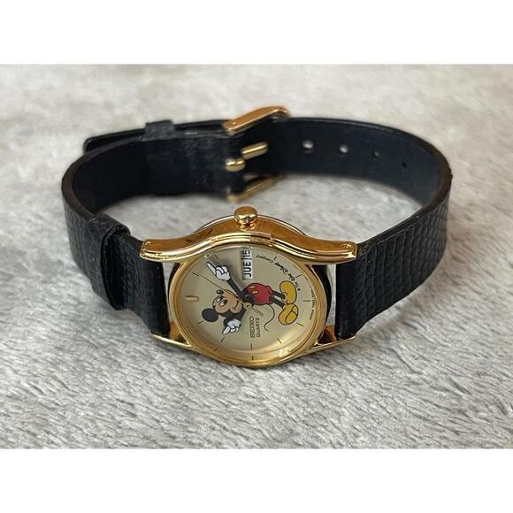 SEIKO LADIES MICKEY MOUSE 7N83-6080 QUARTZ ANALOG WATCH !! Needs Battery !!